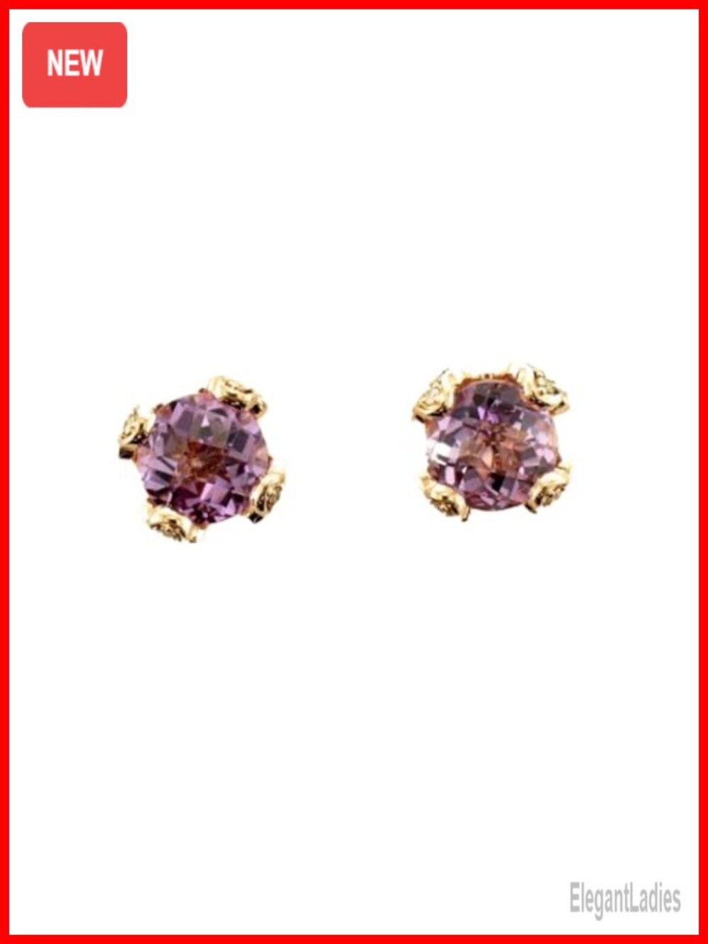 Le Vian 14k Rose Gold Diamond & Pink Amethyst Stud Earrings 3.81 cttw Push Back